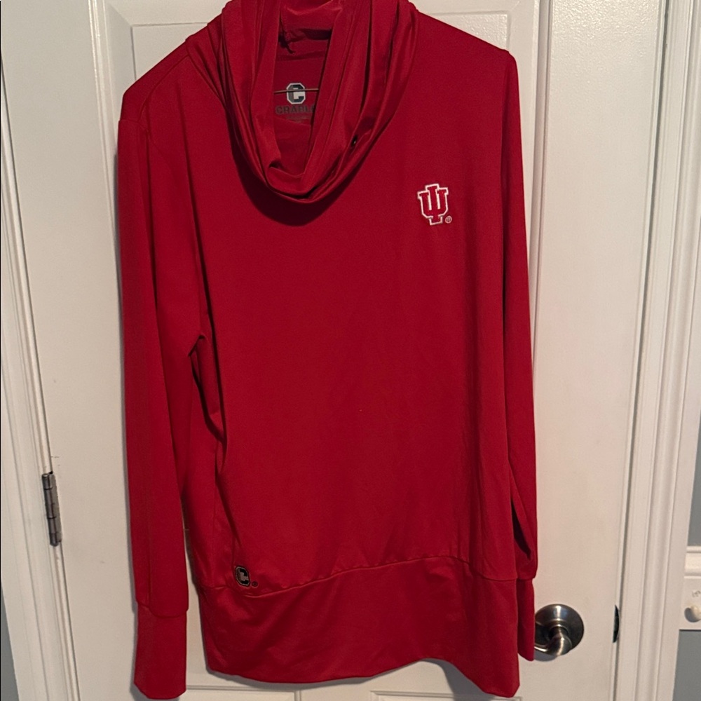 Able Women's Red Cowl Neck Sweater with IU Logo